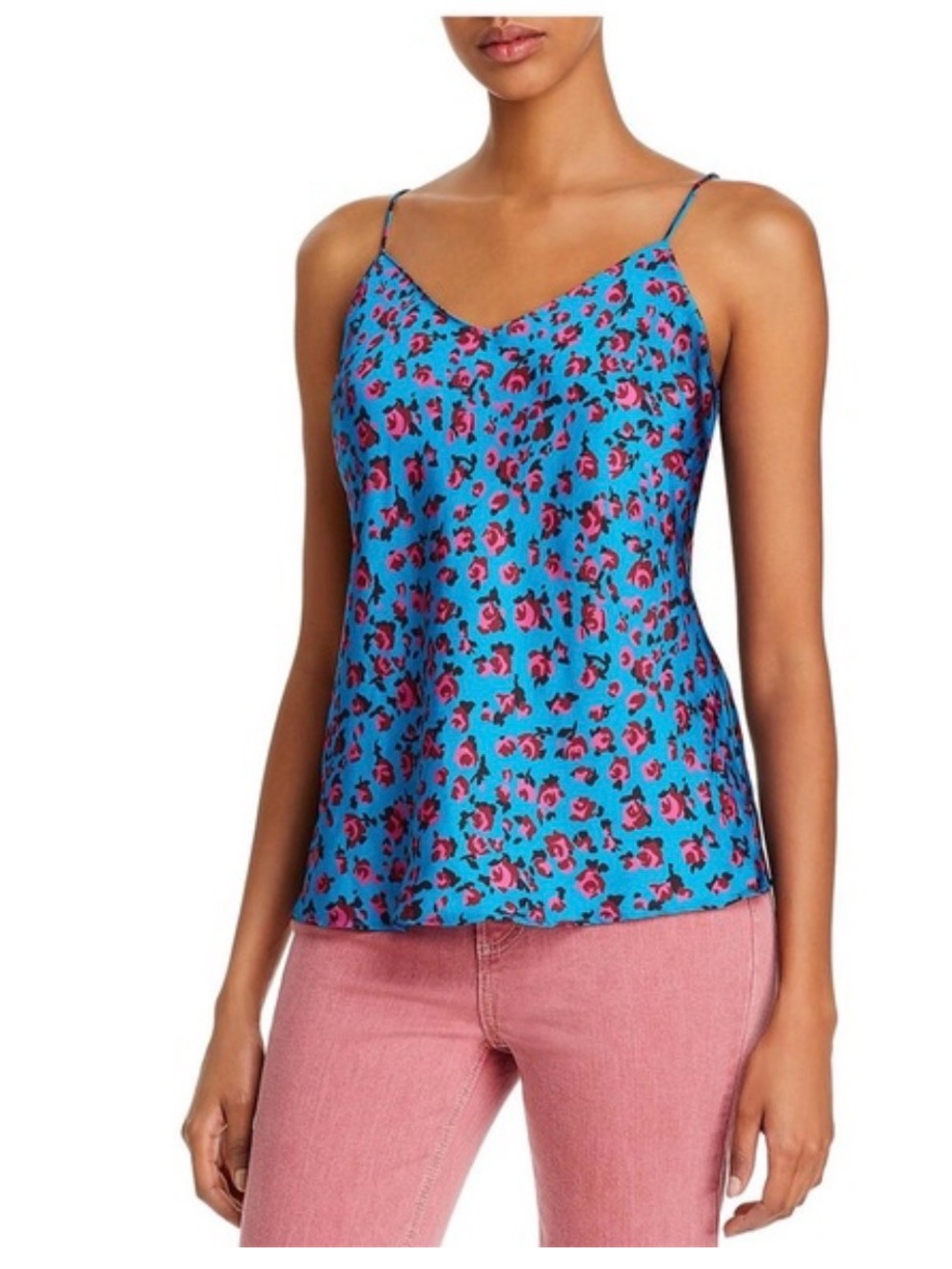 Anthropologie Paige Cecily Camisole in a vibrant blue and pink floral print